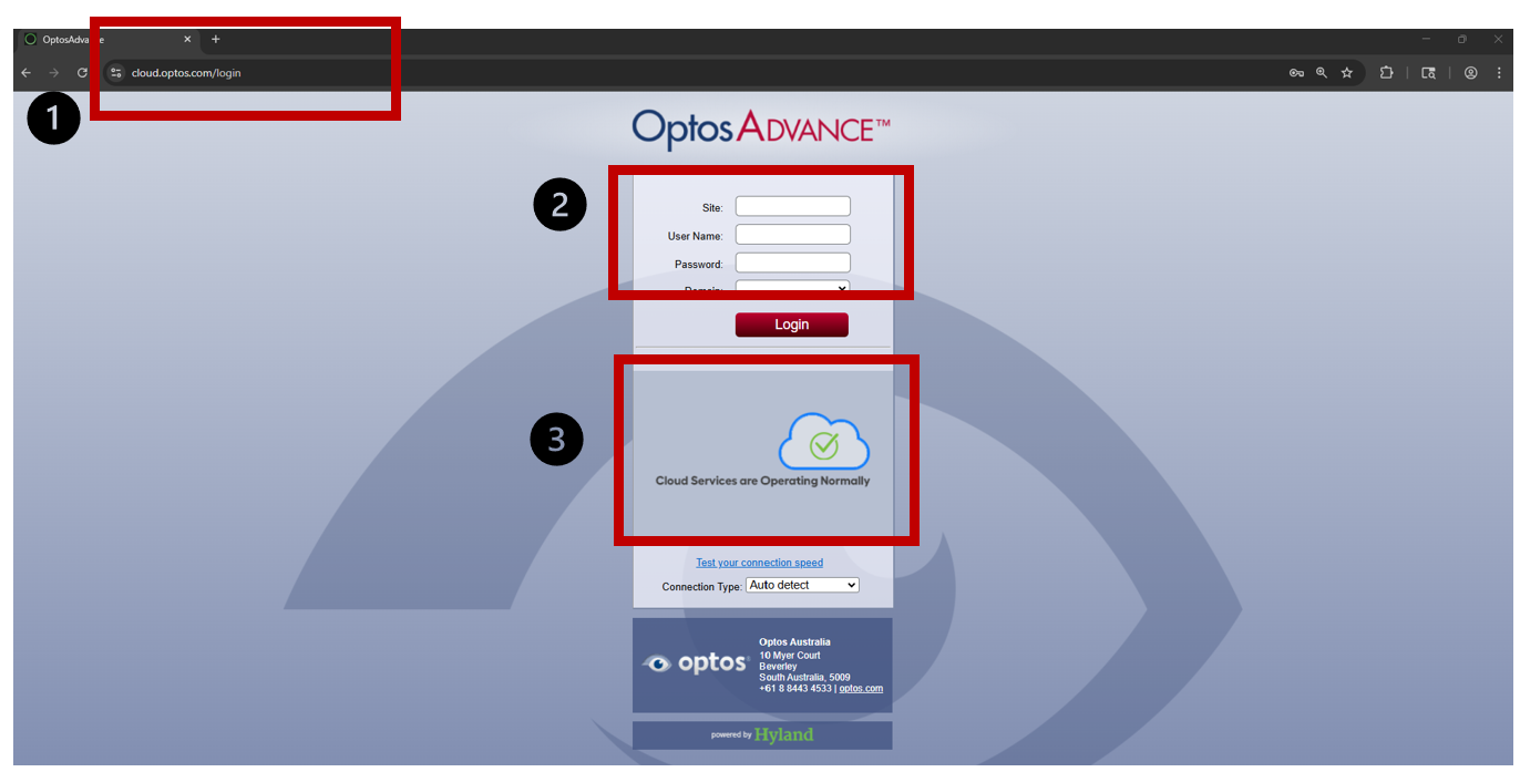 Optos Advance Login